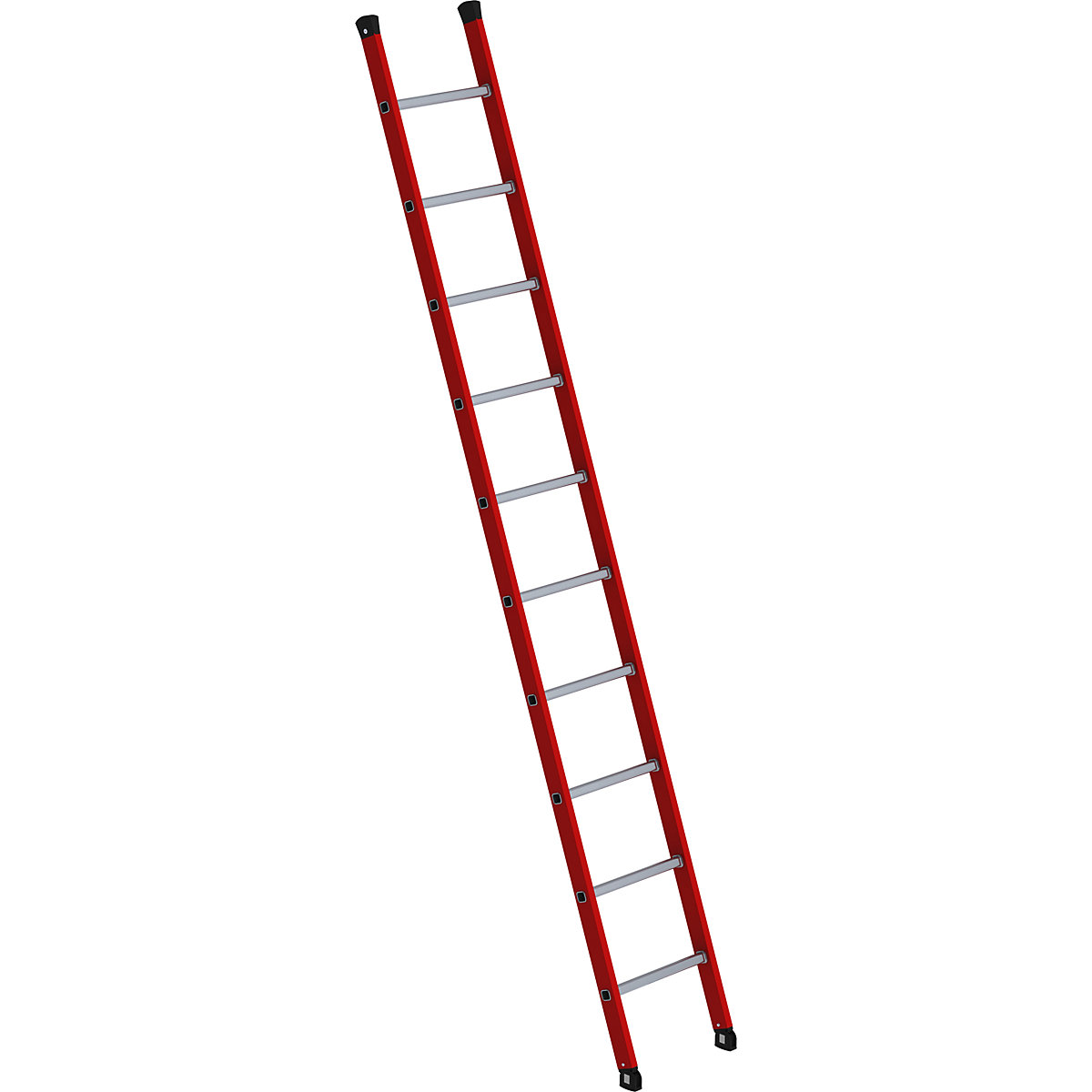 Plastic lean to ladder – MUNK, with textured aluminium rungs, 10 rungs-1