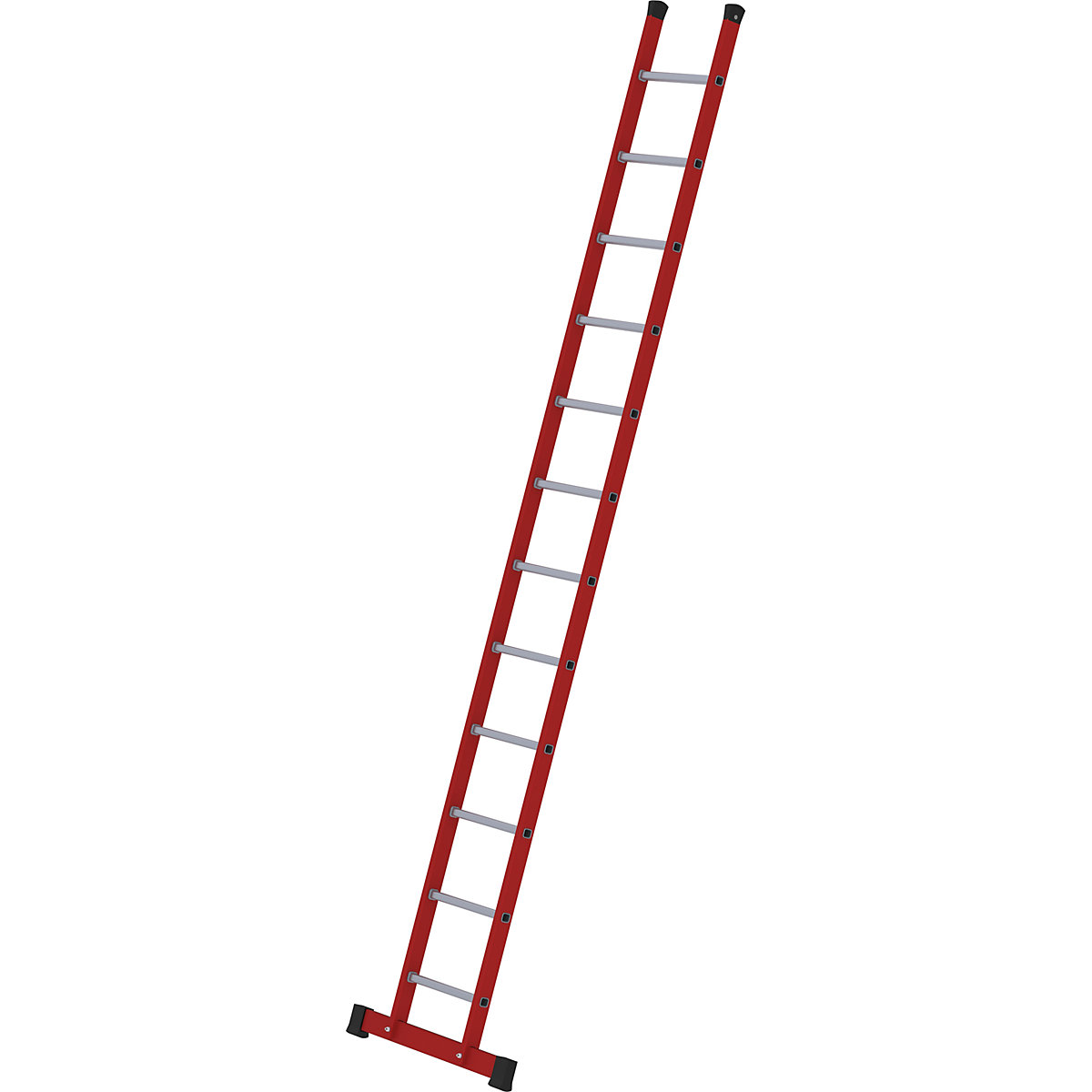 Plastic lean to ladder – MUNK, with textured aluminium rungs, 12 rungs incl. beam-3