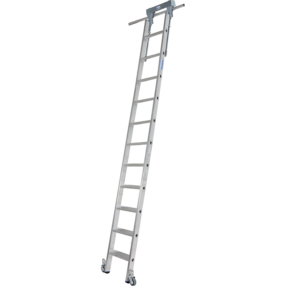 KRAUSE – Step shelf ladder, with wheels on top for round tubing rail system, 11 steps