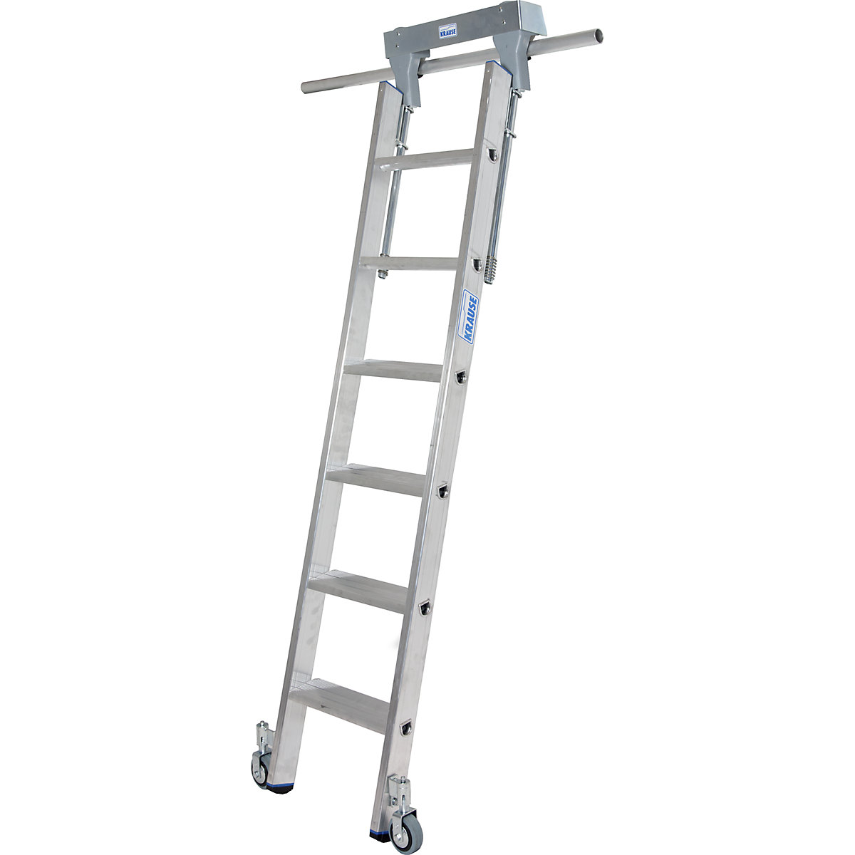 KRAUSE – Step shelf ladder, with wheels on top for round tubing rail system, 6 steps