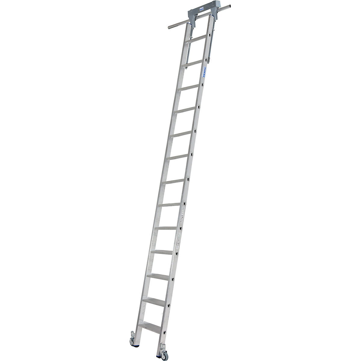 balance højdepunkt fast KRAUSE – Step shelf ladder: with wheels on top for round tubing rail system  | KAISER+KRAFT