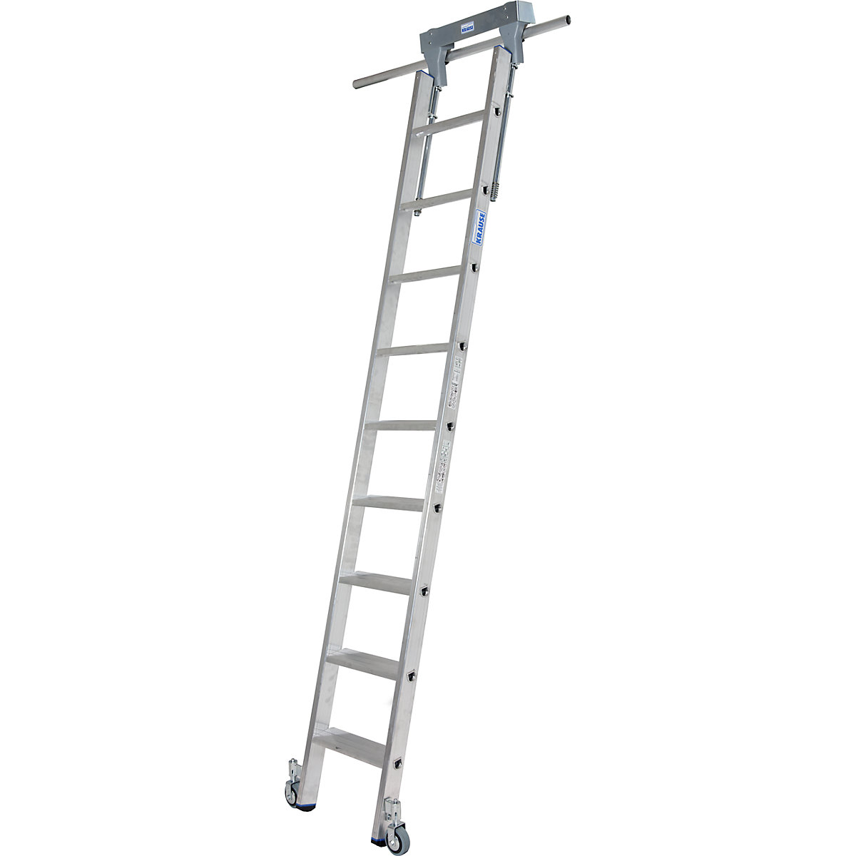 KRAUSE – Step shelf ladder, with wheels on top for round tubing rail system, 9 steps