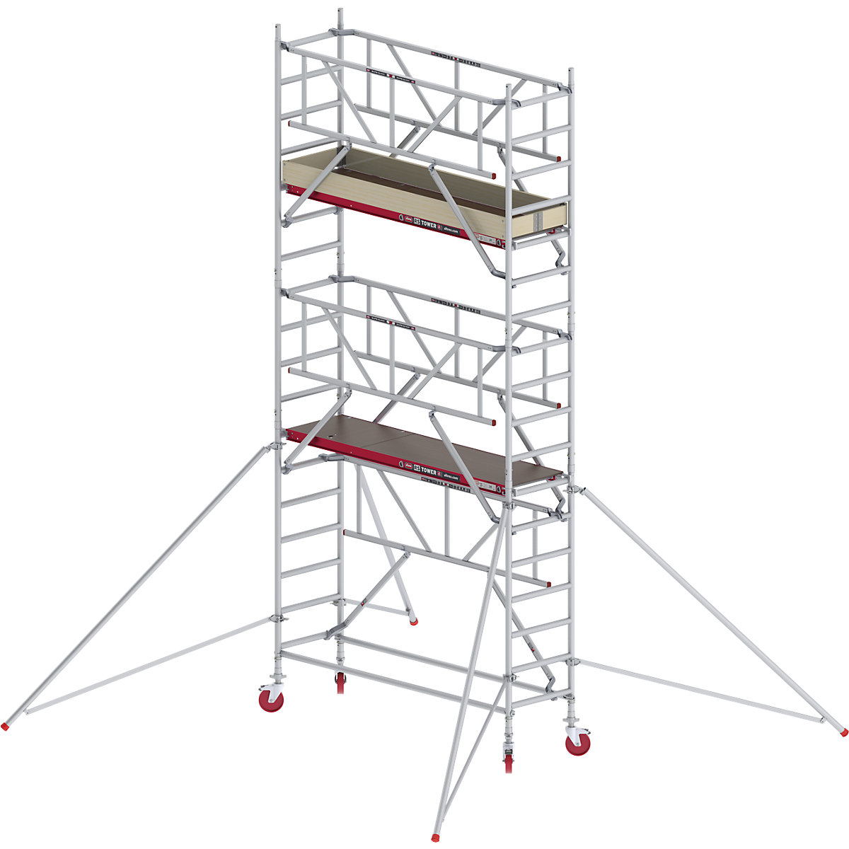 RS TOWER 41 slim mobile access tower with Safe-Quick® – Altrex, wooden platform, length 2.45 m, working height 6.20 m-6