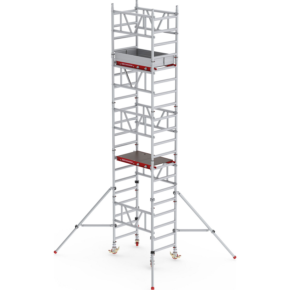Standard MiTOWER quick assembly mobile access tower – Altrex, wooden platform, LxW 1200 x 750 mm, working height 6 m-24