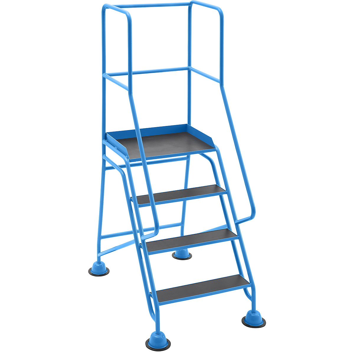 Mobile safety steps – eurokraft pro, platform and steps with phenolic plywood panels, 4 steps, with hand rails-2