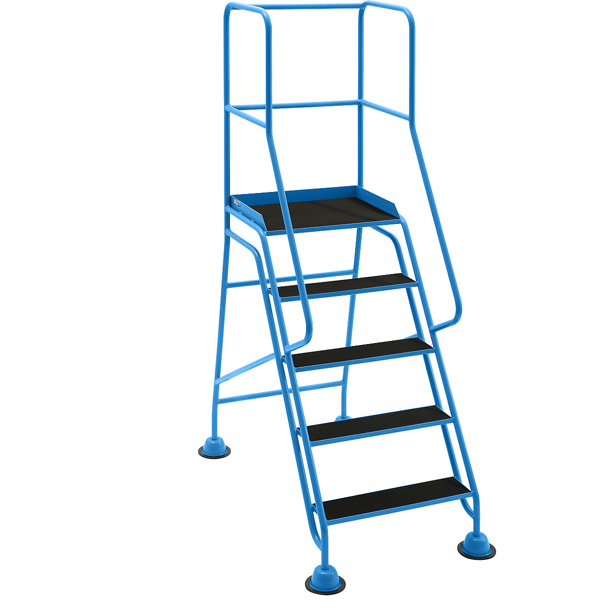 Mobile safety steps – eurokraft pro, platform and steps with ribbed rubber, 5 steps, with hand rails-9