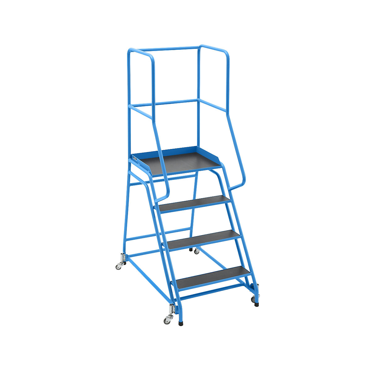 Mobile safety steps – eurokraft pro, platform and steps with phenolic plywood panels, with 4 steps-5