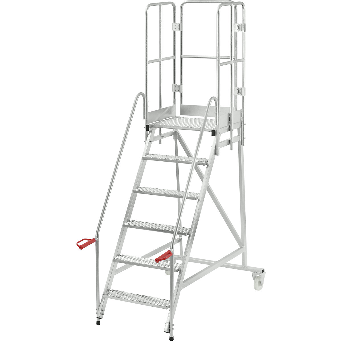 Mobile safety steps – eurokraft pro, hot dip galvanised, 6 steps-13