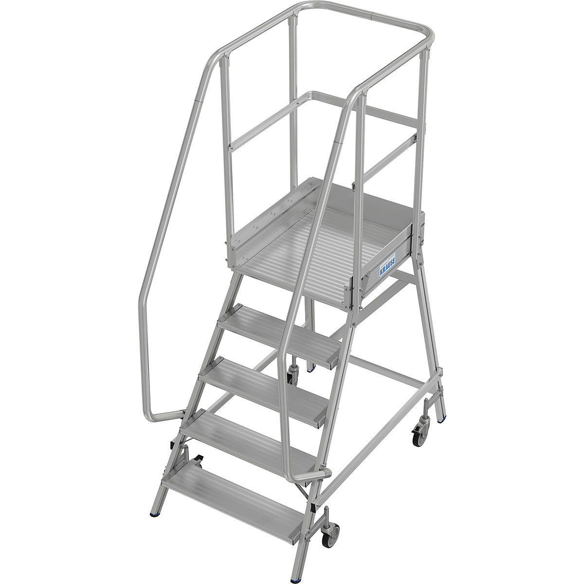 Mobile safety steps – KRAUSE, single sided access, foot rail, 5 steps-11