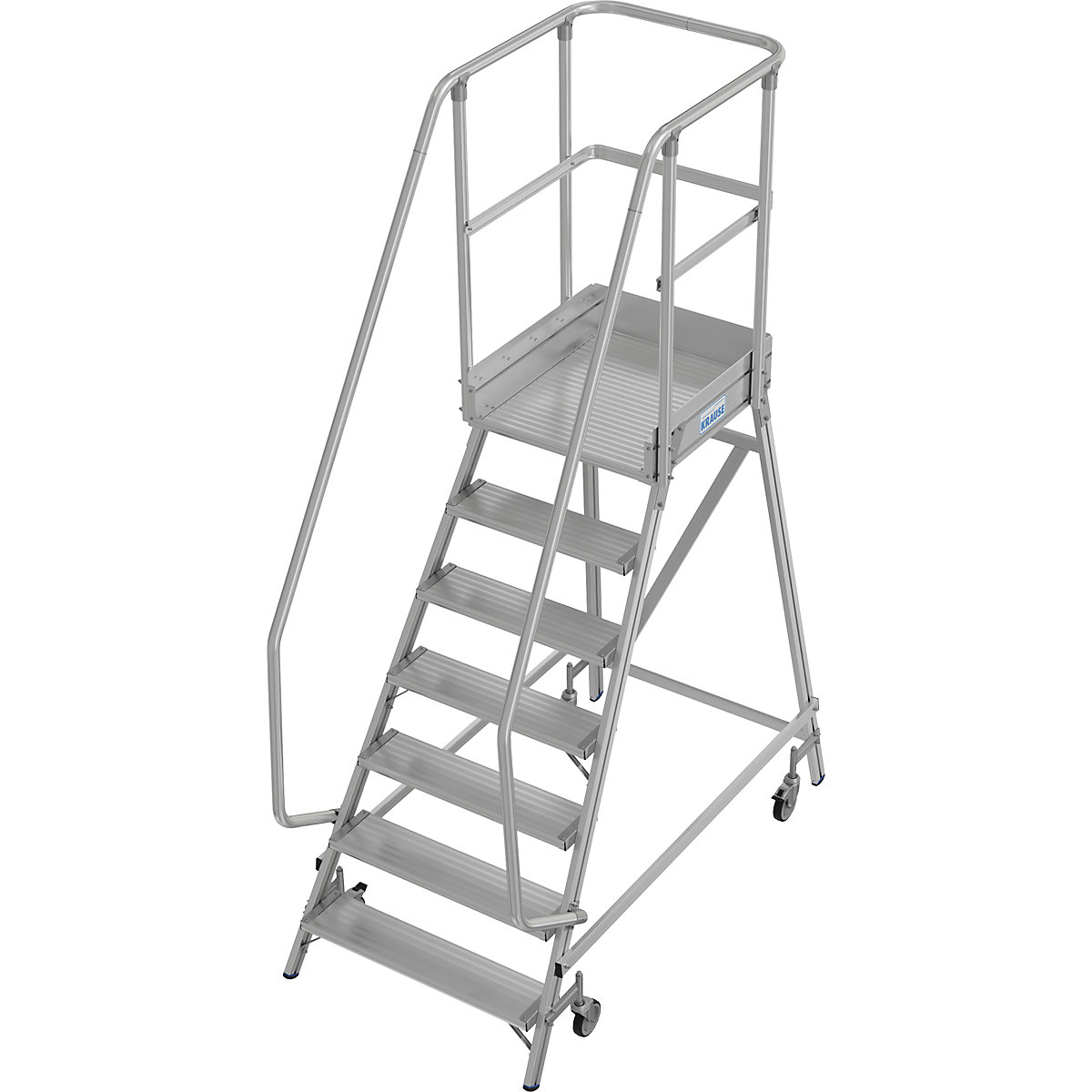 Mobile safety steps – KRAUSE, single sided access, foot rail, 7 steps-13