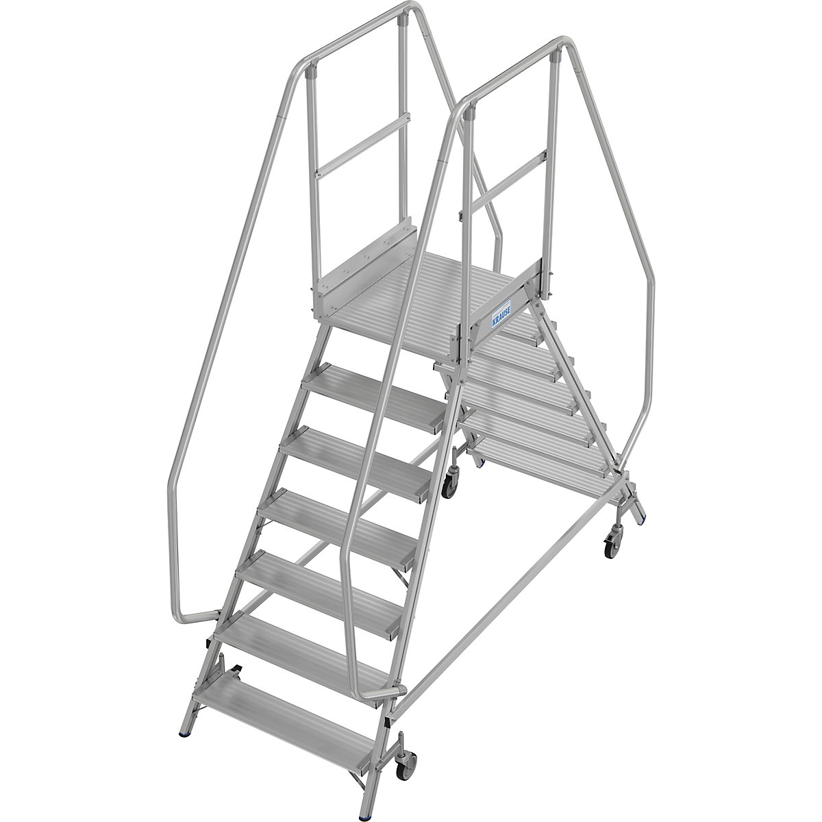 Mobile safety steps – KRAUSE, double sided access, foot rail, 2 x 7 steps-9