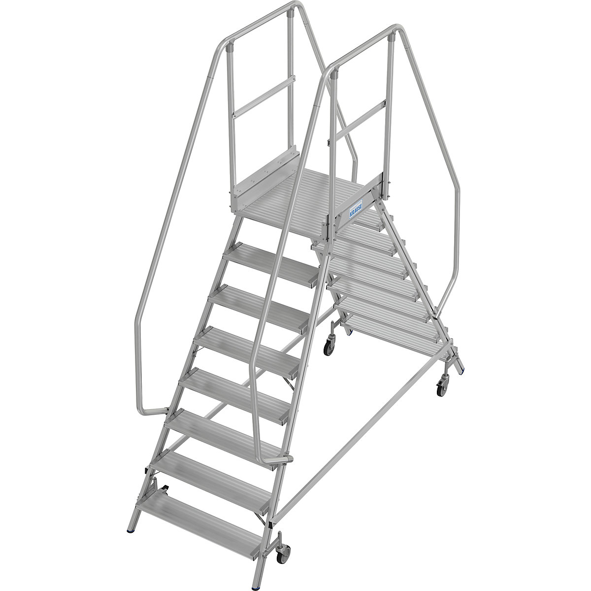 Mobile safety steps – KRAUSE, double sided access, foot rail, 2 x 8 steps-11