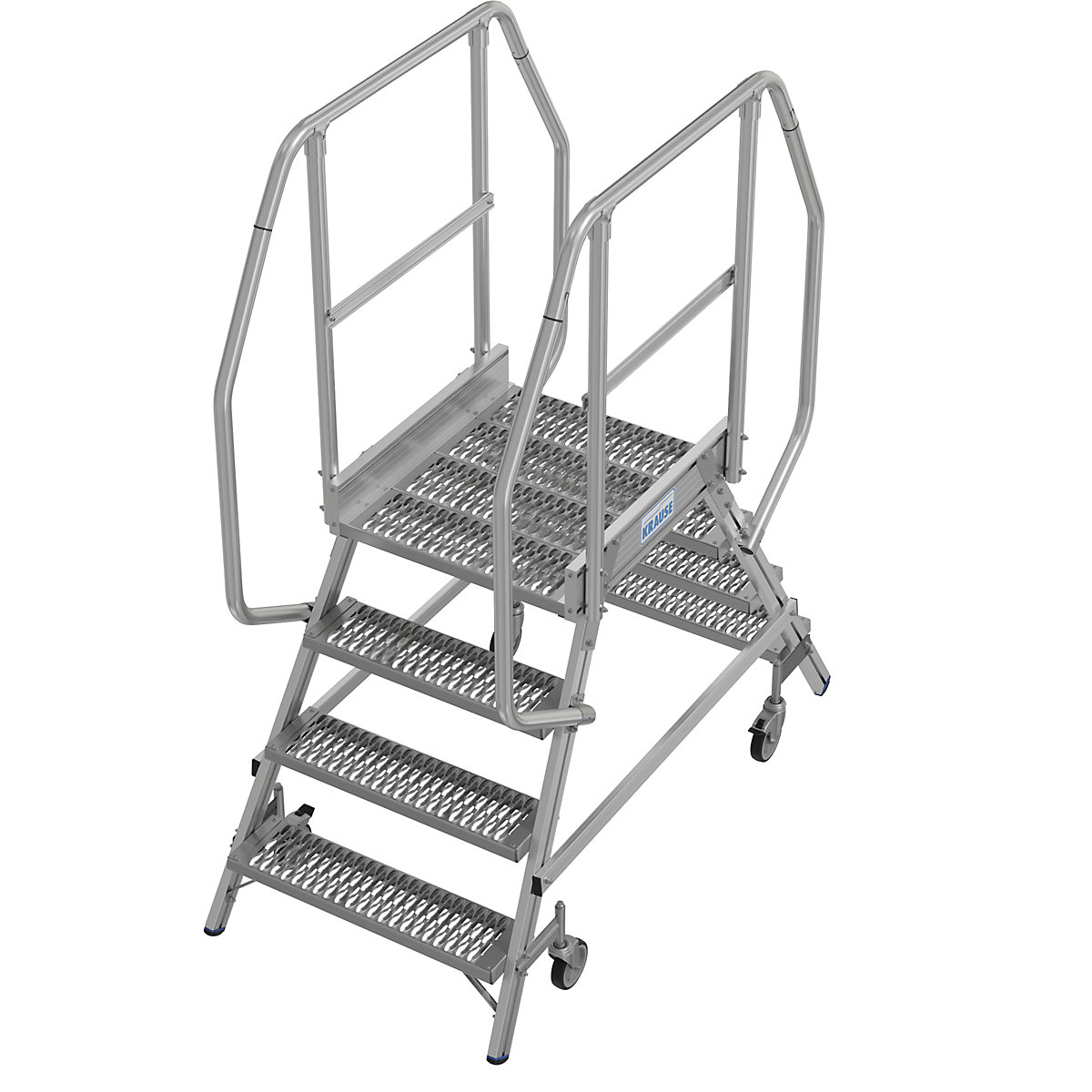 Mobile safety steps with R13 anti-slip properties – KRAUSE, with double sided access, 2x4 steps incl. platform-5