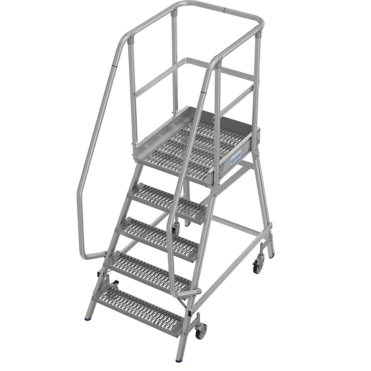Mobile safety steps with R13 anti-slip properties – KRAUSE, with single sided access, 5 steps incl. platform-5