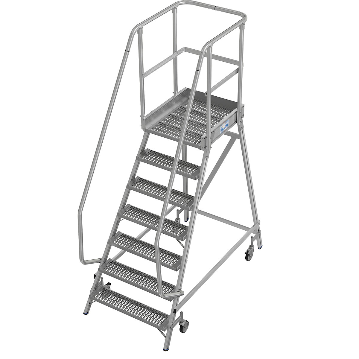 Mobile safety steps with R13 anti-slip properties – KRAUSE, with single sided access, 7 steps incl. platform-6