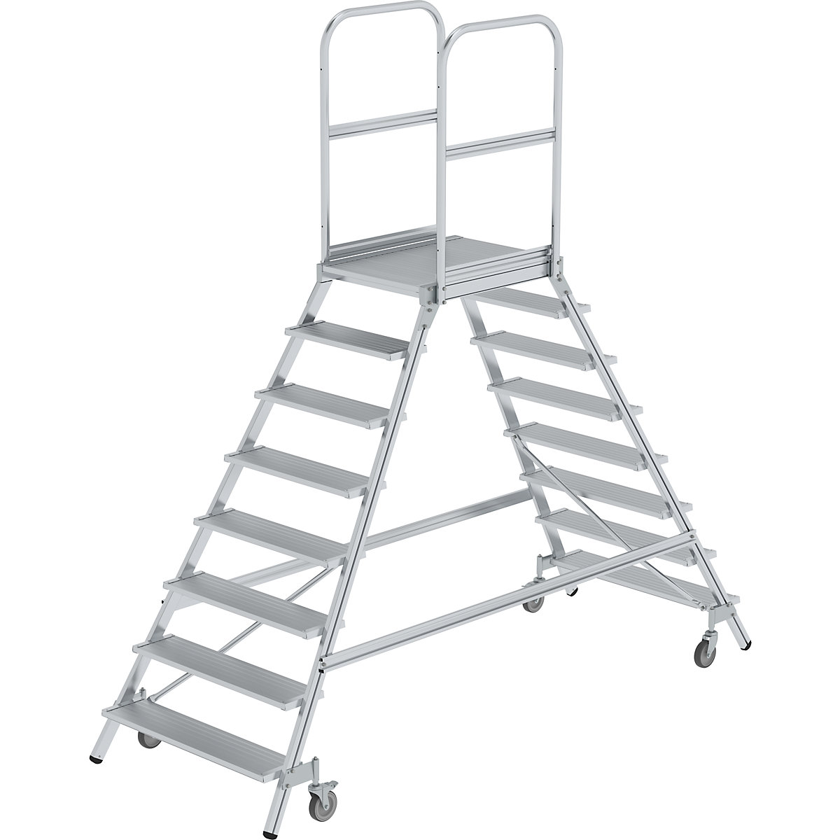 Platform steps with double sided access – MUNK, platform and steps made of light alloy, 2 x 8 steps incl. platform-3