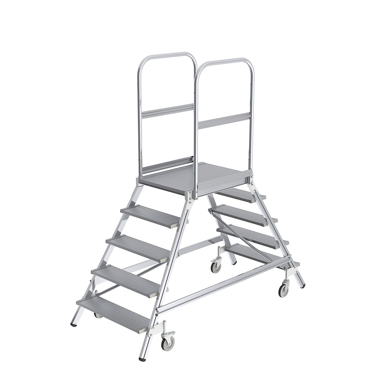 Platform steps with double sided access – MUNK, platform and steps made of light alloy, 2x5 steps inclusive platform-7