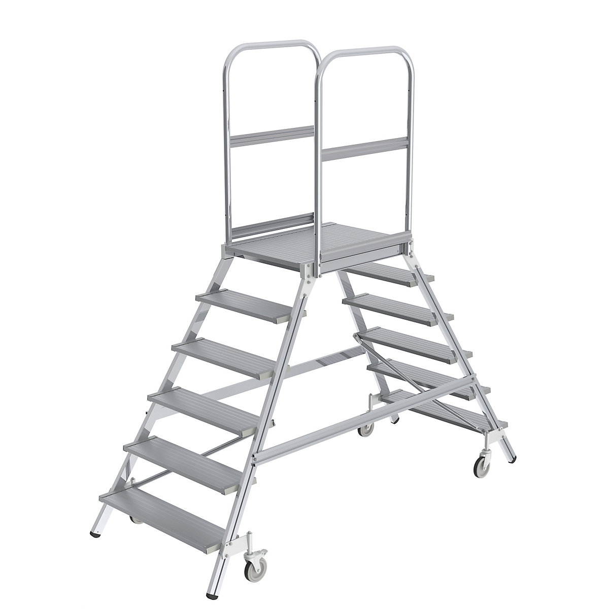 Platform steps with double sided access – MUNK, platform and steps made of light alloy, 2x6 steps inclusive platform-6