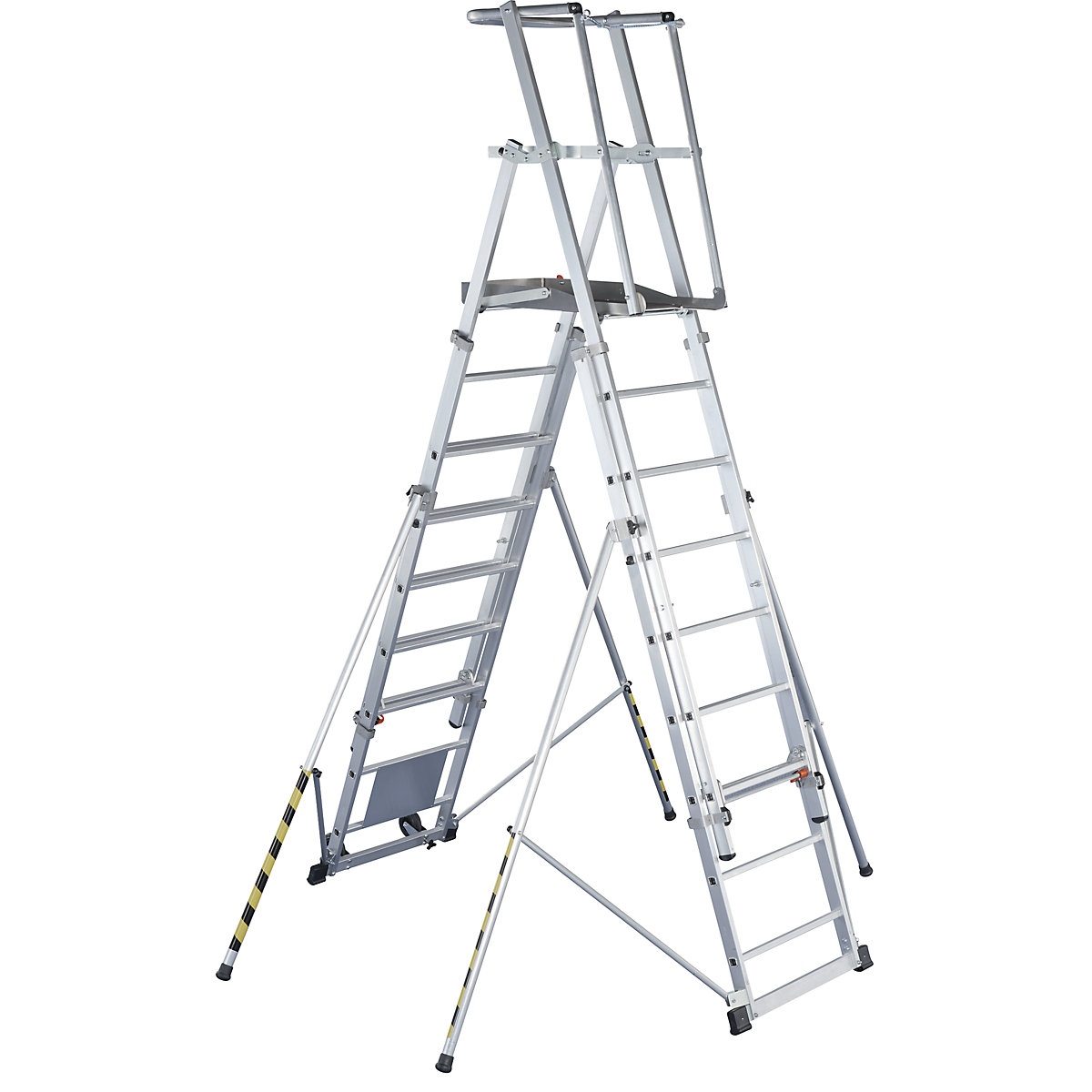 Telescopic mobile safety steps – ZARGES, made of aluminium, 12 rungs with stabilisers-4