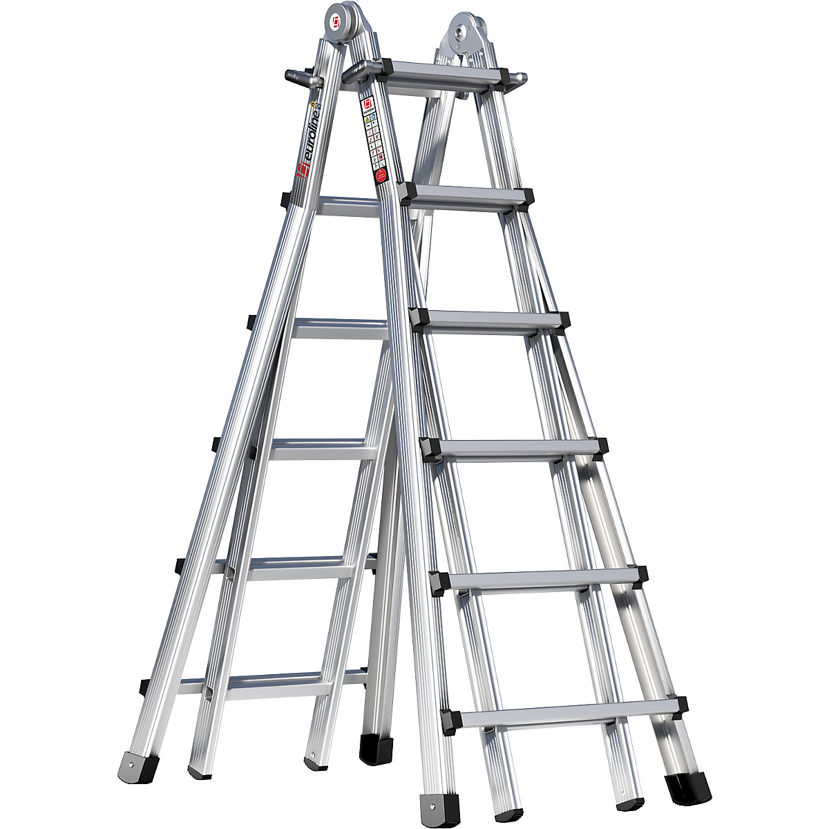 Alu-Vario folding ladder – euroline, with telescopic rails, 4 x 6 rungs-5