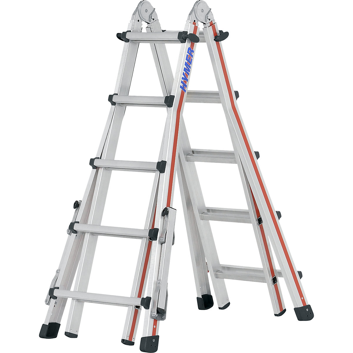 Telescopic ladder – HYMER, SC 40, with fold out cross arms, 4 x 5 rungs-7