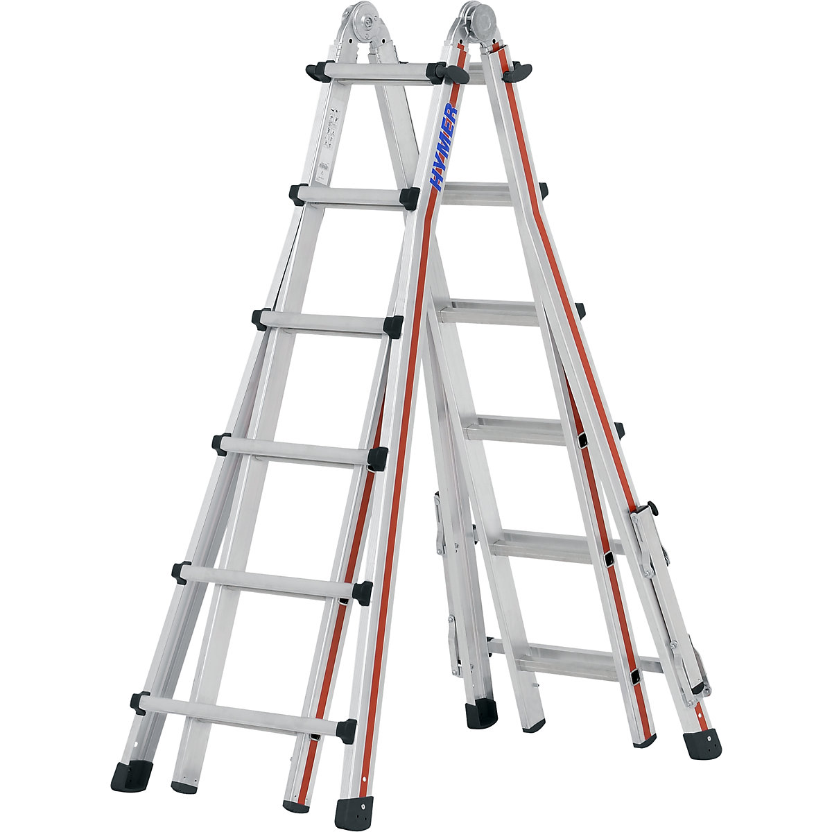 Telescopic ladder – HYMER, SC 40, with fold out cross arms, 4 x 6 rungs-5
