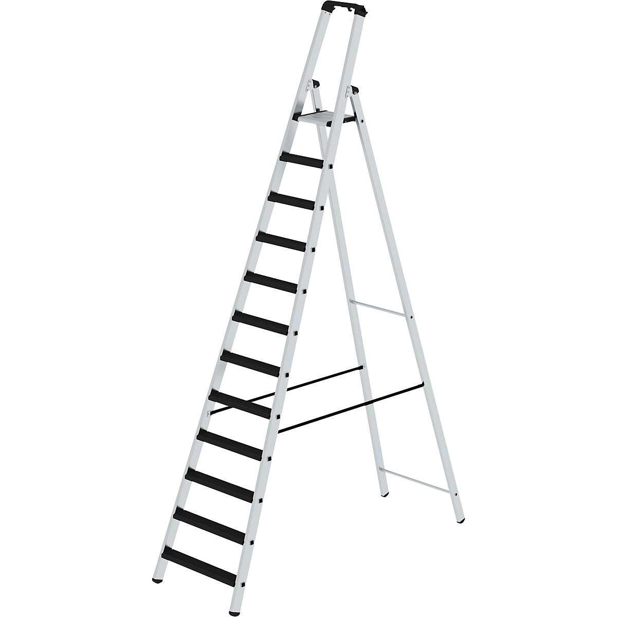 EUROKRAFTpro – Step ladder, single sided, cushioned model, 12 steps