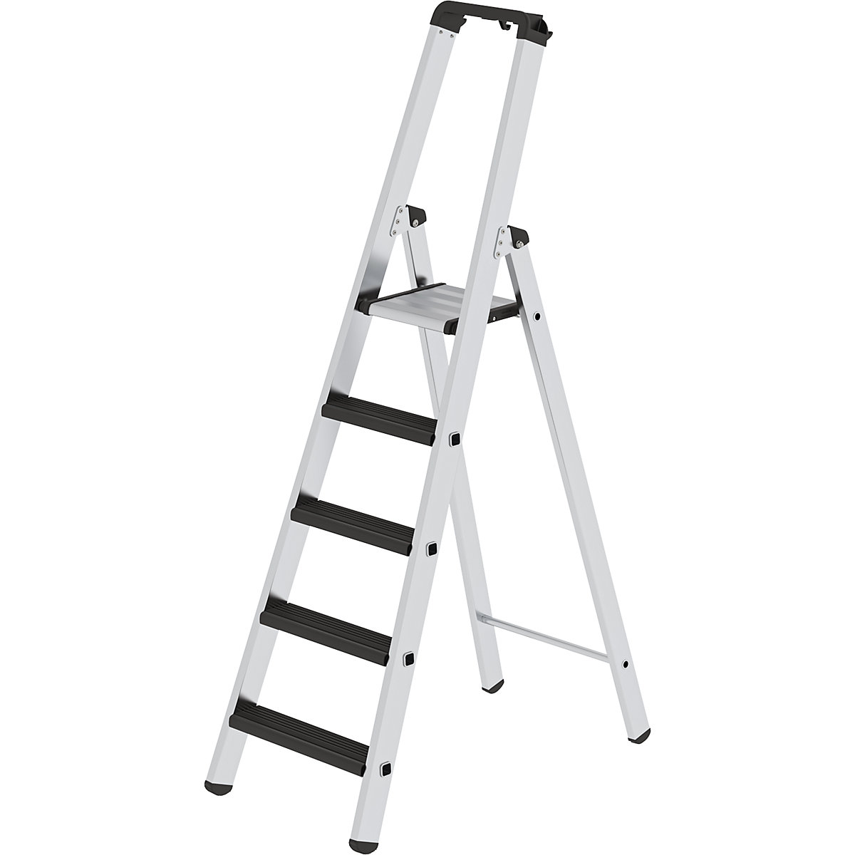 EUROKRAFTpro – Step ladder, single sided, cushioned model, 5 steps