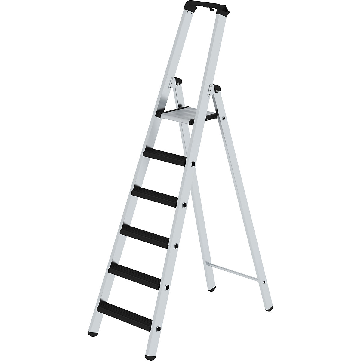 EUROKRAFTpro – Step ladder, single sided, cushioned model, 6 steps