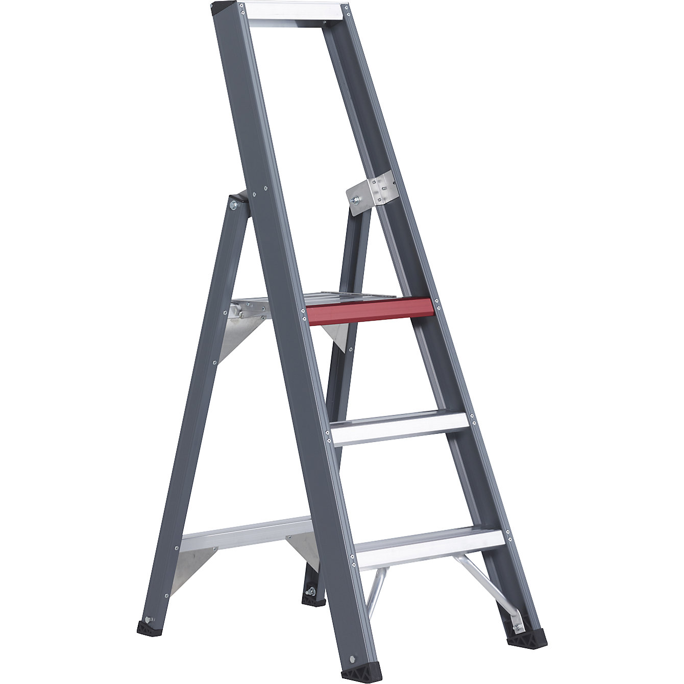 Altrex Aluminium step ladder, single sided access with storage tray