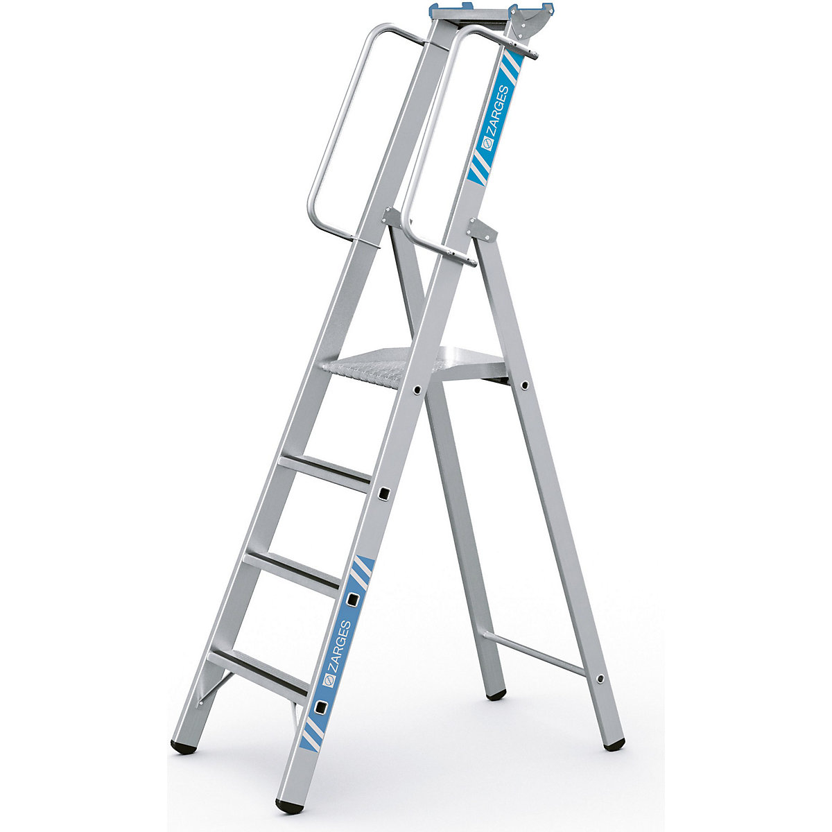 Aluminium step ladder with large platform - ZARGES