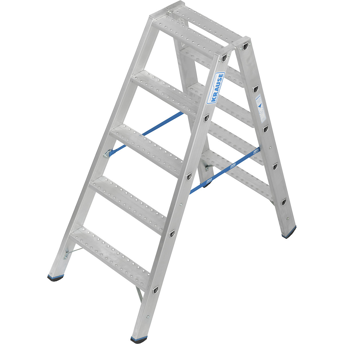 Aluminium stepladder, with R13 anti-slip properties – KRAUSE, double sided access, 2x5 steps-1