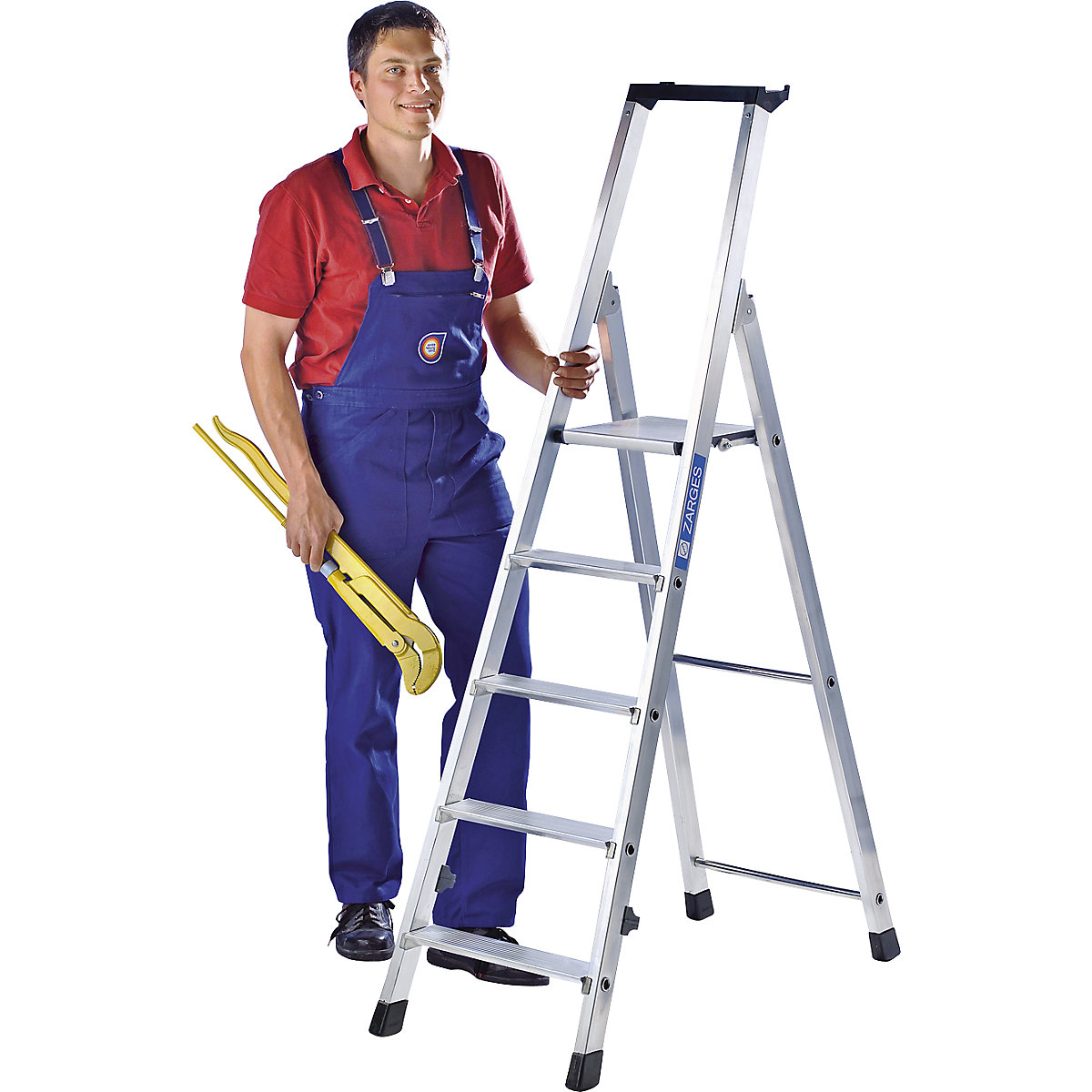 Folding step ladder, single sided access – ZARGES (Product illustration 3)-2