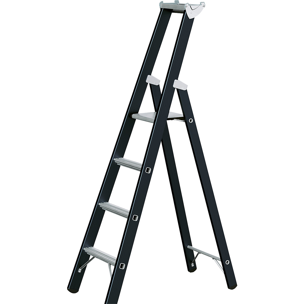 Heavy duty step ladder – ZARGES, single sided, 4 rungs incl. platform-5