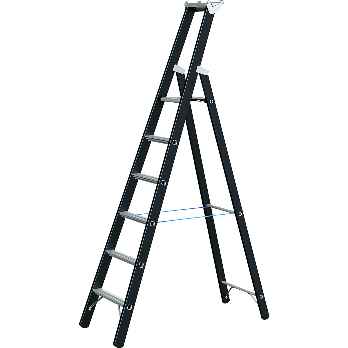 Heavy duty step ladder – ZARGES, single sided, 6 rungs incl. platform-6