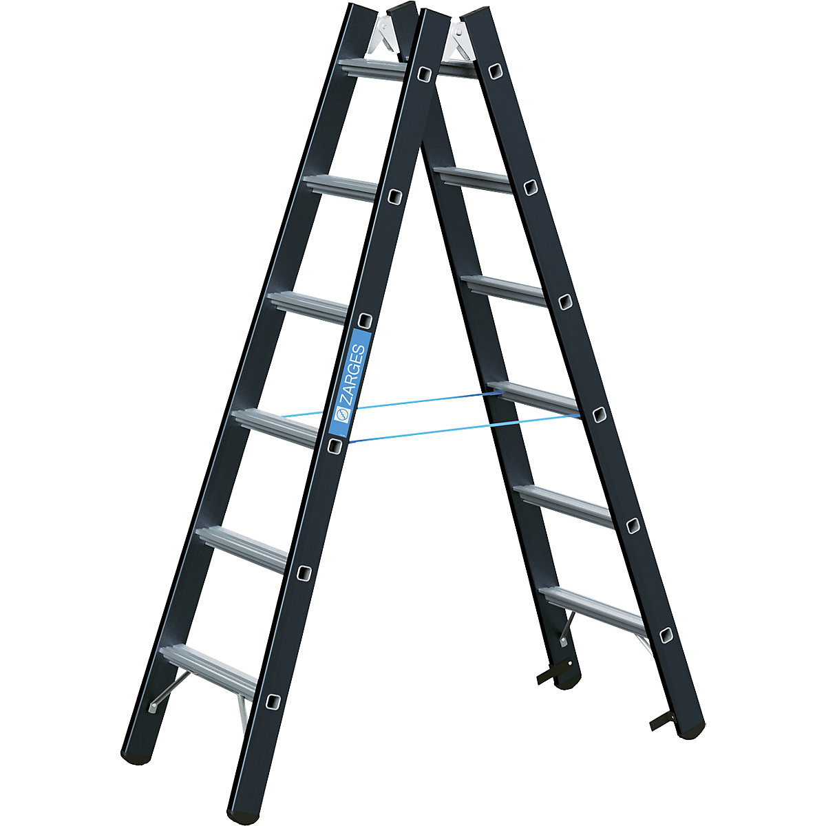 Heavy duty step ladder – ZARGES, double sided, 2 x 6 rungs-5