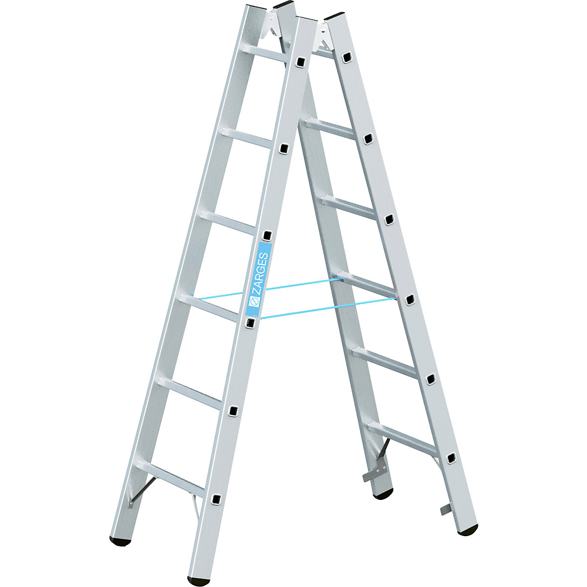 Professional rung ladder – ZARGES, double sided, 2 x 6 rungs-7