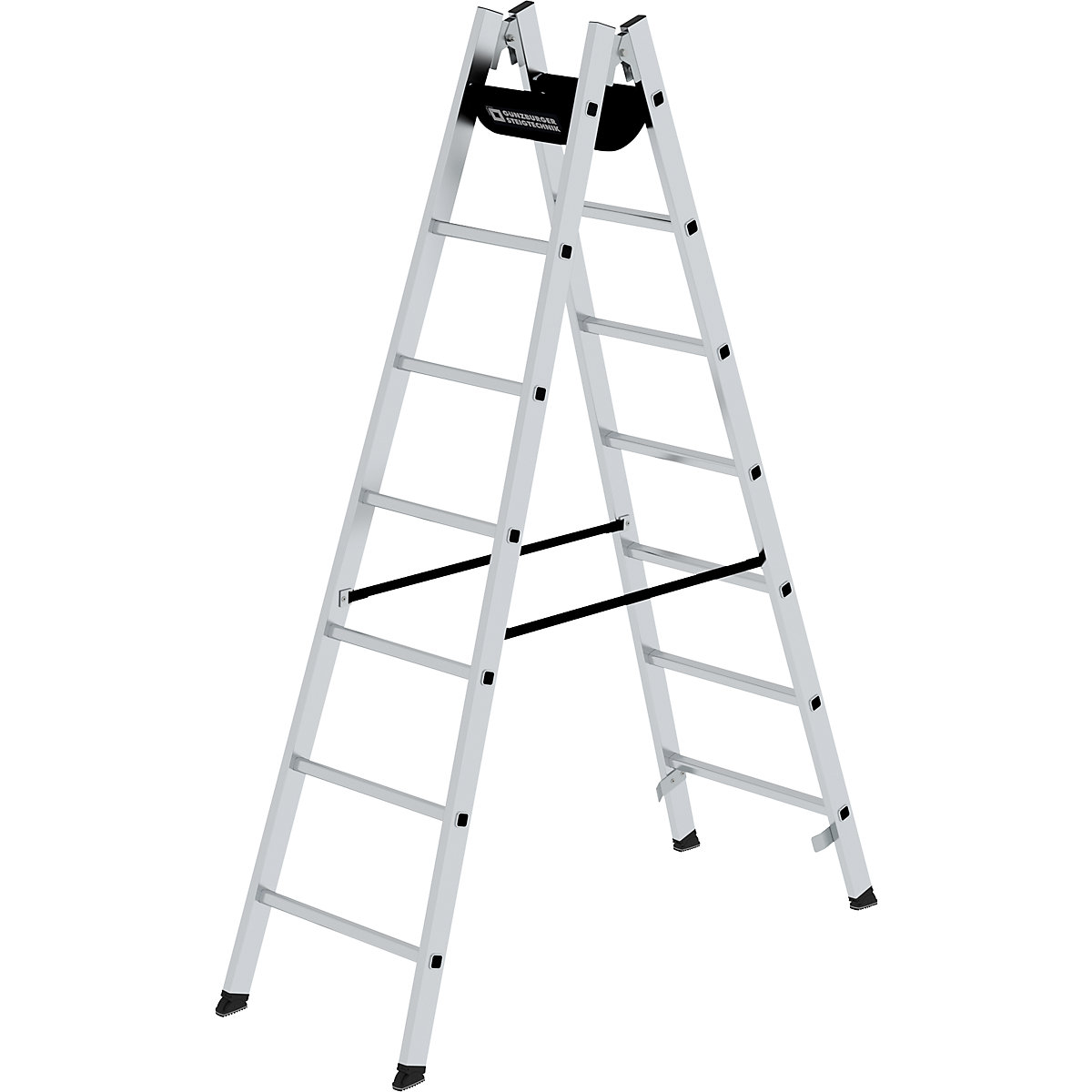 Safety rung ladder, double sided access – MUNK, rungs 30 x 30 mm, non-slip, 2x7 rungs-7