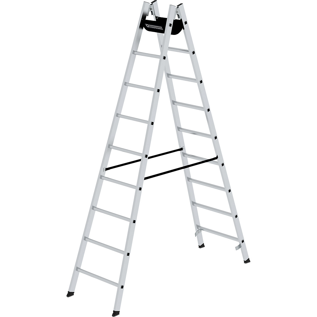 Safety rung ladder, double sided access – MUNK, rungs 30 x 30 mm, non-slip, 2x9 rungs-6