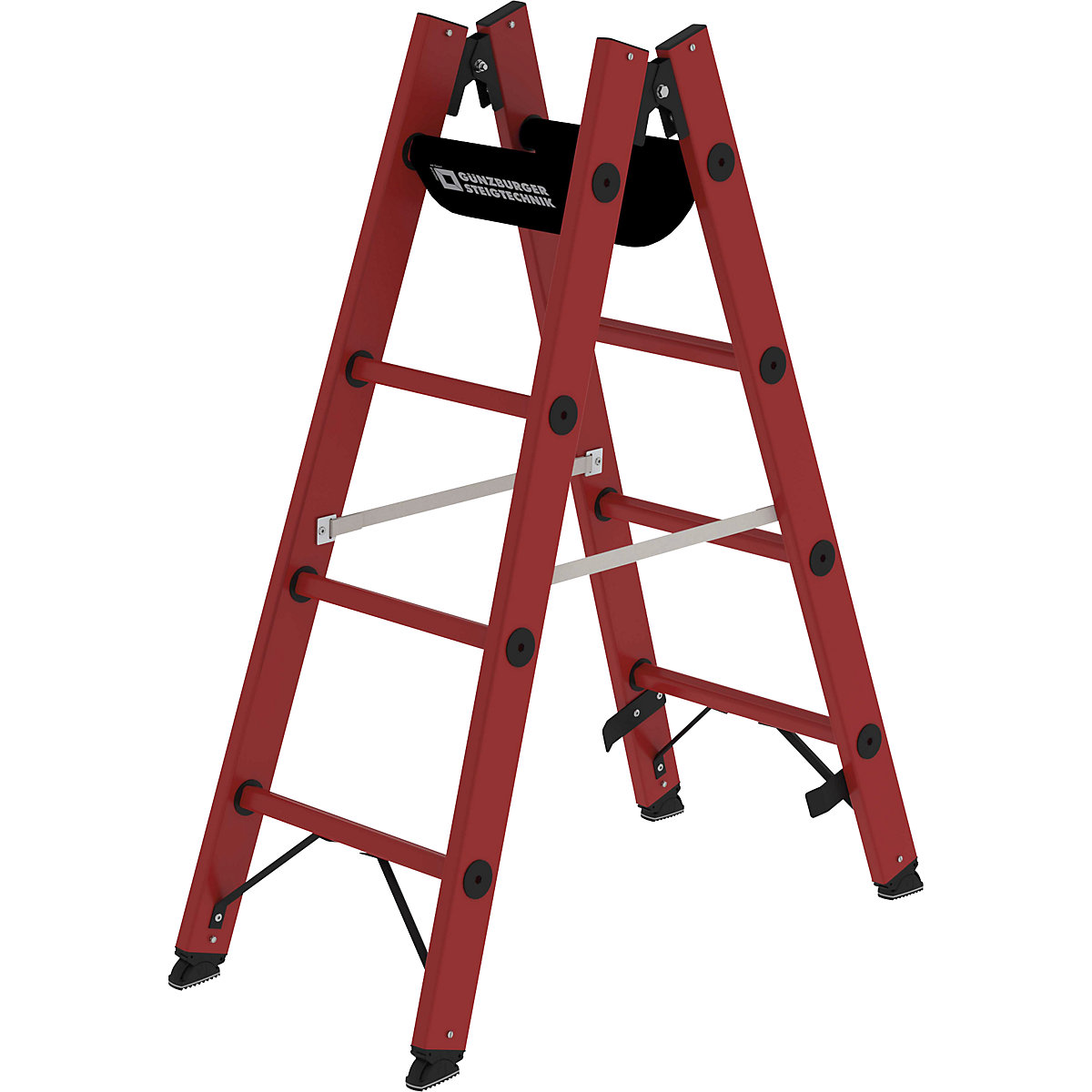 Solid plastic ladder – MUNK, made entirely of GRP, 2 x 4 rungs-3