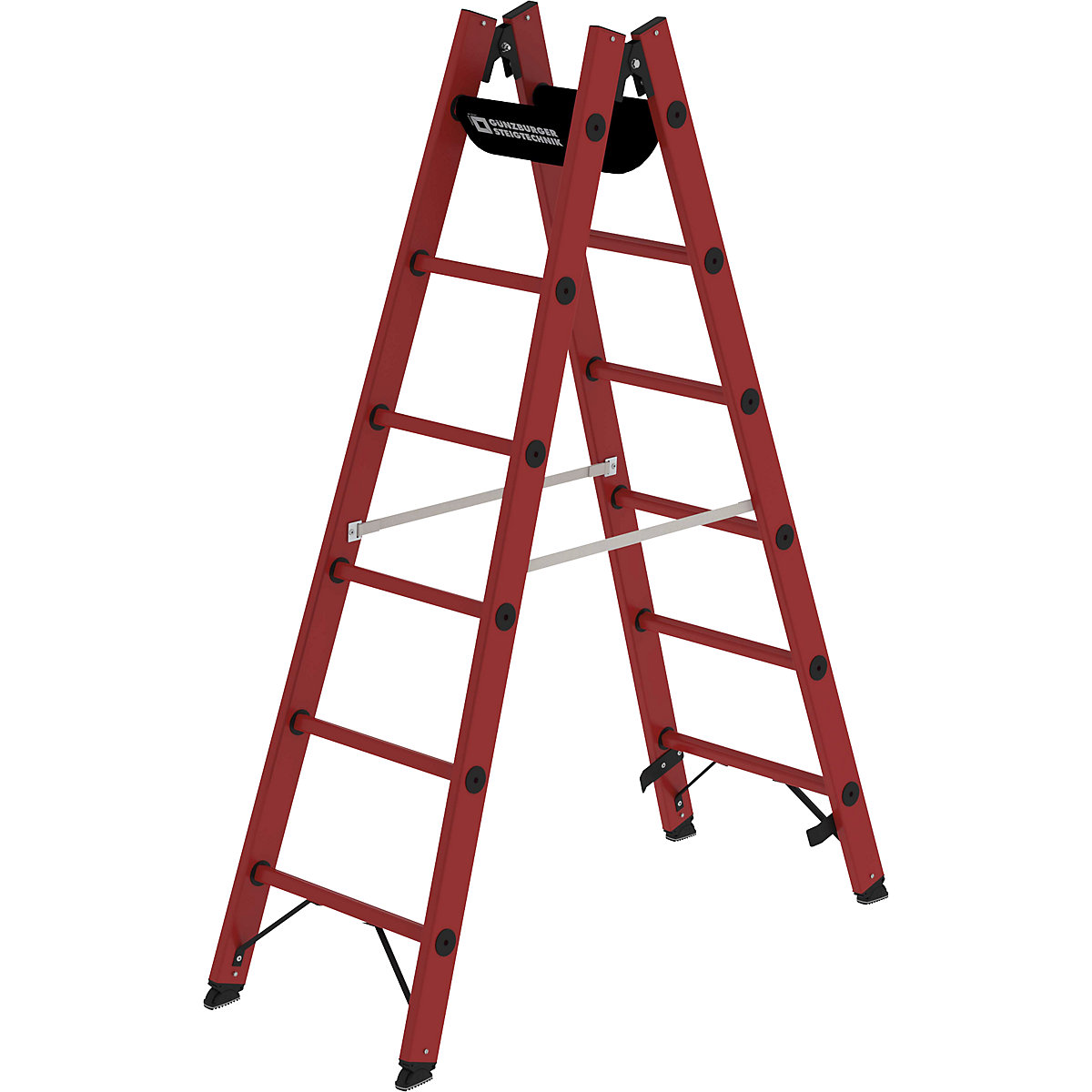 Solid plastic ladder – MUNK, made entirely of GRP, 2 x 6 rungs-4