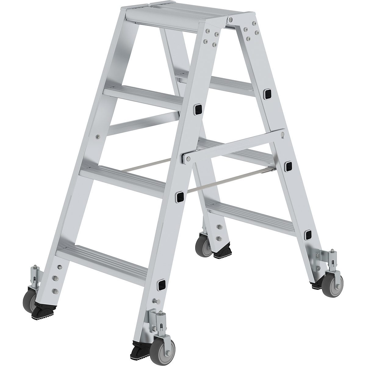 Step ladder, double sided – MUNK, mobile model, 2 x 4 steps-11