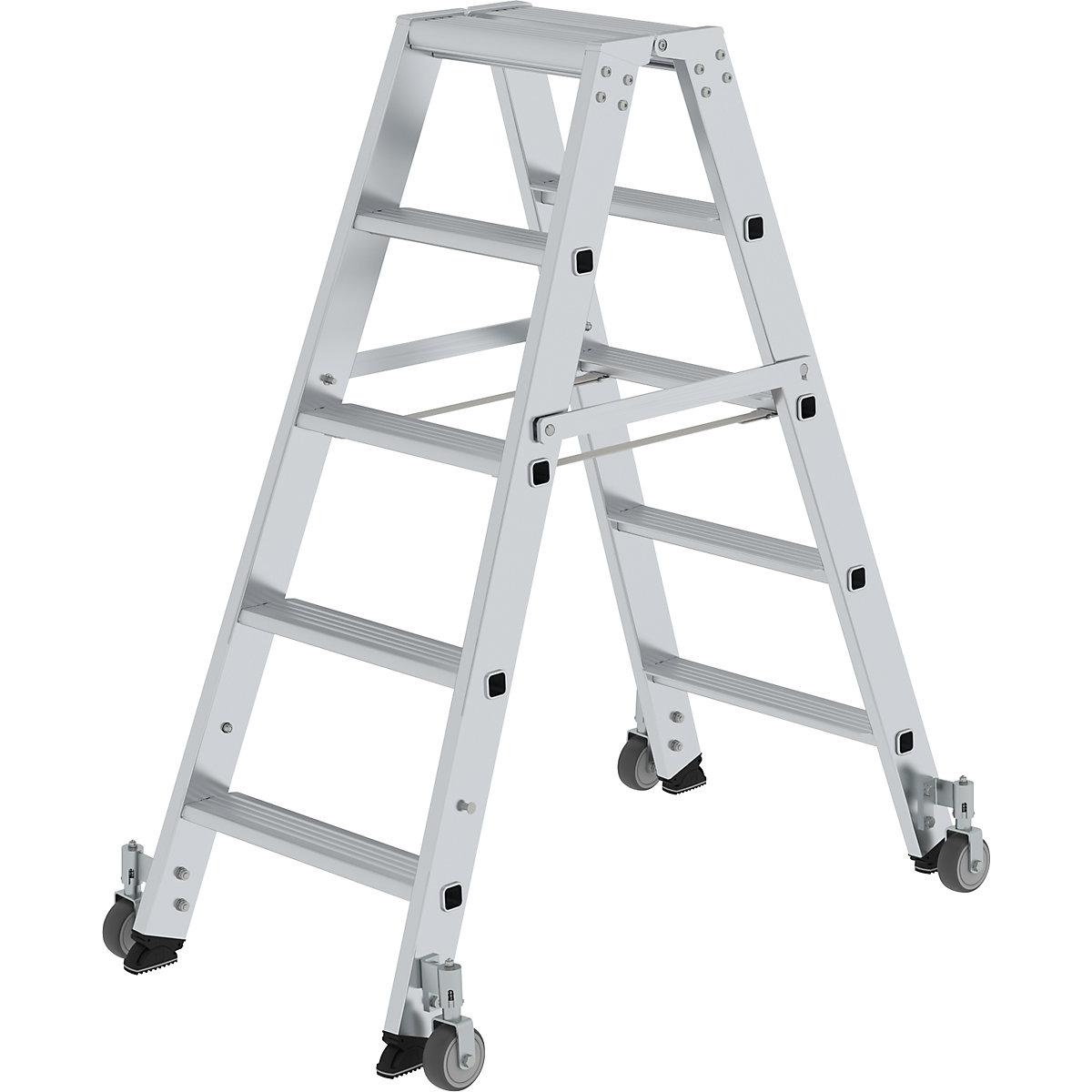 Step ladder, double sided – MUNK, mobile model, 2 x 5 steps-8
