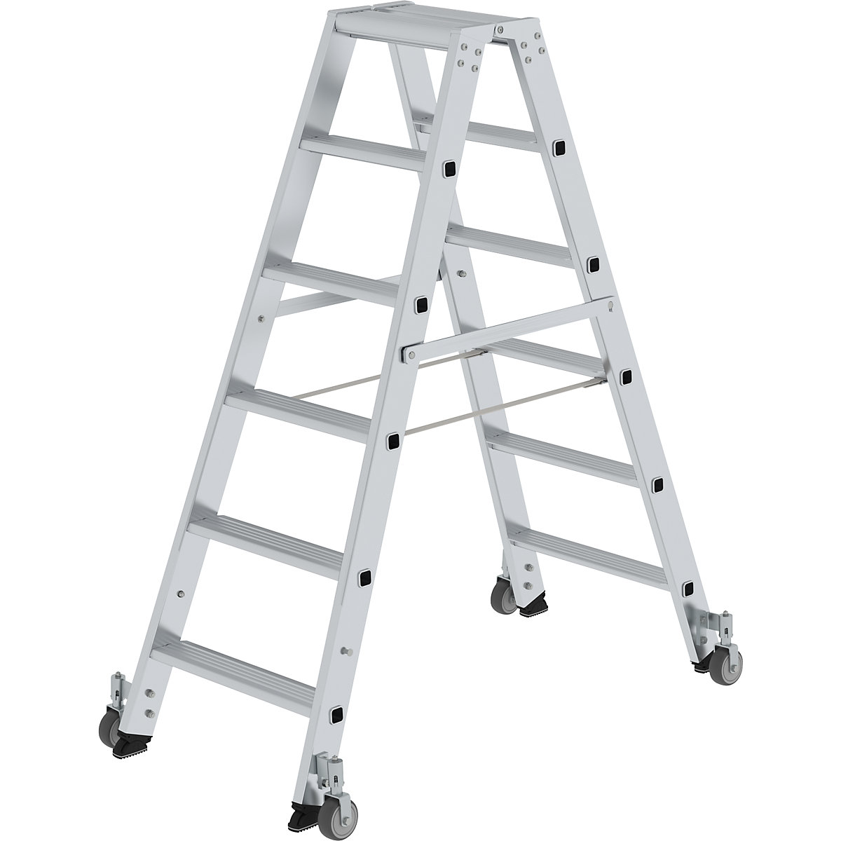 Step ladder, double sided – MUNK, mobile model, 2 x 6 steps-10