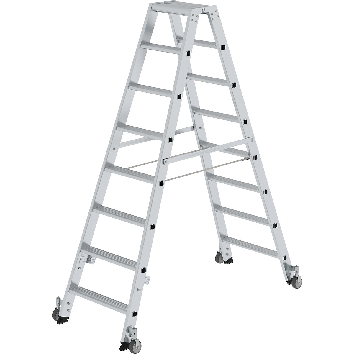 Step ladder, double sided – MUNK, mobile model, 2 x 8 steps-6