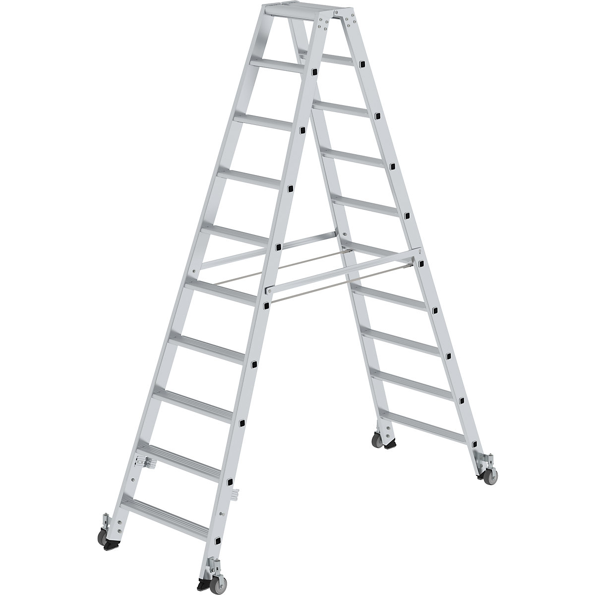 Step ladder, double sided – MUNK, mobile model, 2 x 10 steps-12