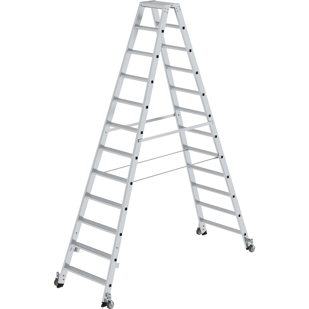 Step ladder, double sided – MUNK, mobile model, 2 x 12 steps-7