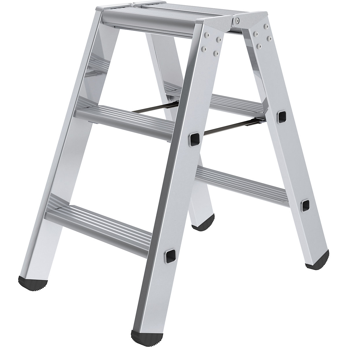 EUROKRAFTpro – Step ladder, double sided, standard model, 2 x 3 steps