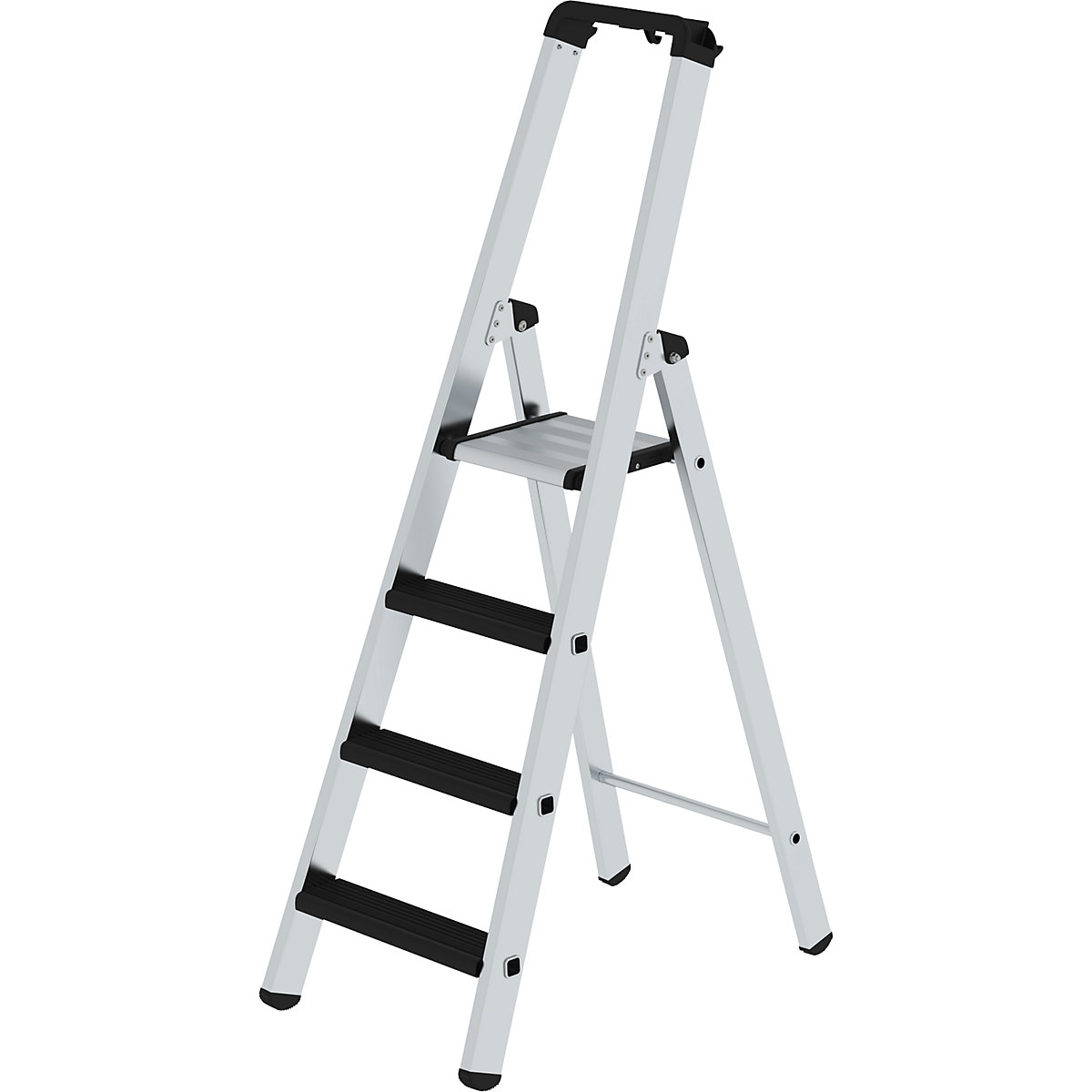 Step ladder, single sided – eurokraft pro, cushioned model, 4 steps