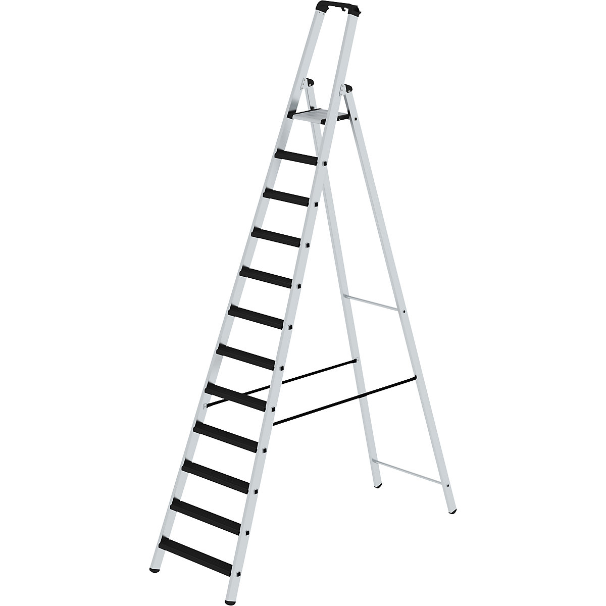 Step ladder, single sided – eurokraft pro, cushioned model, 12 steps-6